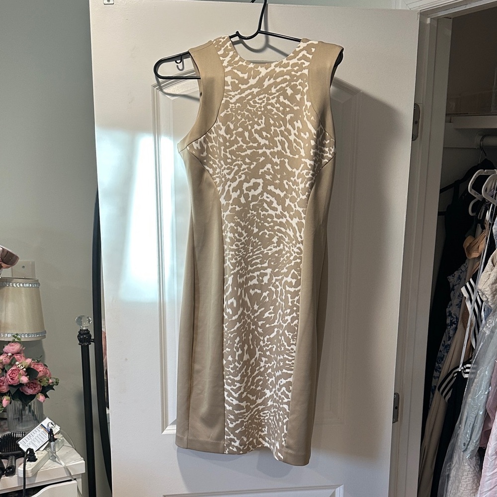 Calvin Klein Tan and Cream Mini Dress